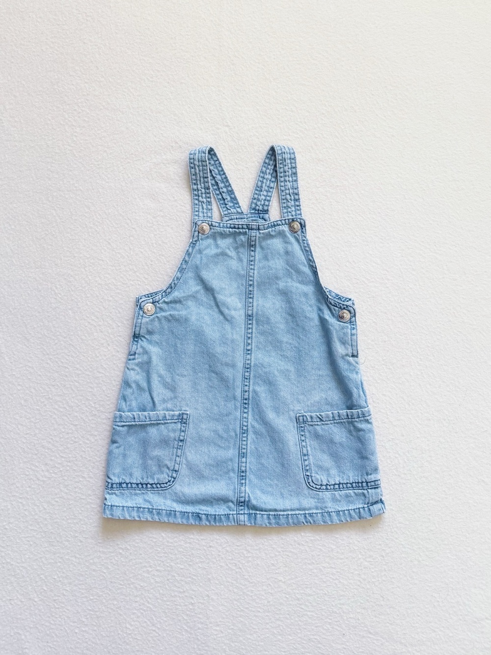 HM Kids Light Wash Denim Overall Pinafore Dress 100% Cotton Front Pockets 2T